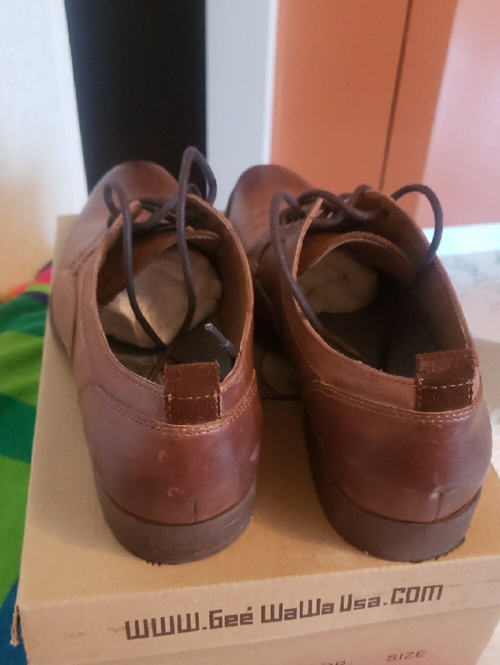 Men's Tan Leather Derby Shoes - Classic Lace-Up Oxford Style - Picture 3 of 8